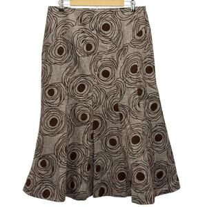 Modelia Brown Wool Blend A-Line Skirt – Circle Print, Size XXL, 33” Long